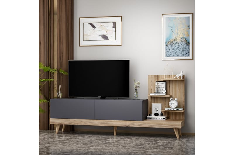 Tv-bänk 180 cm - Antracit/Valnöt - TV bänk & mediabänk