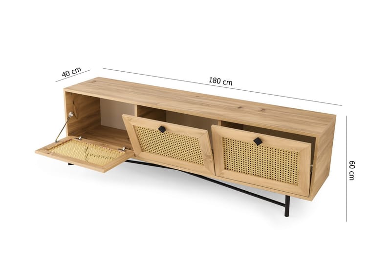 Tv-bänk 180 cm - Natur/Svart - Möbler - TV- & Mediamöbler - TV bänk & mediabänk