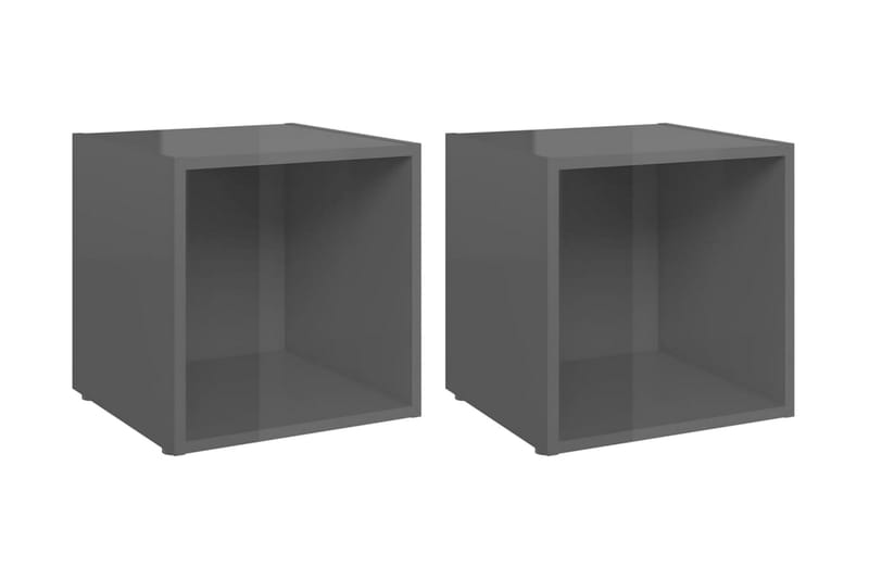 TV-bänk 2 st grå högglans 37x35x37 cm spånskiva - Grå - TV bänk & mediabänk