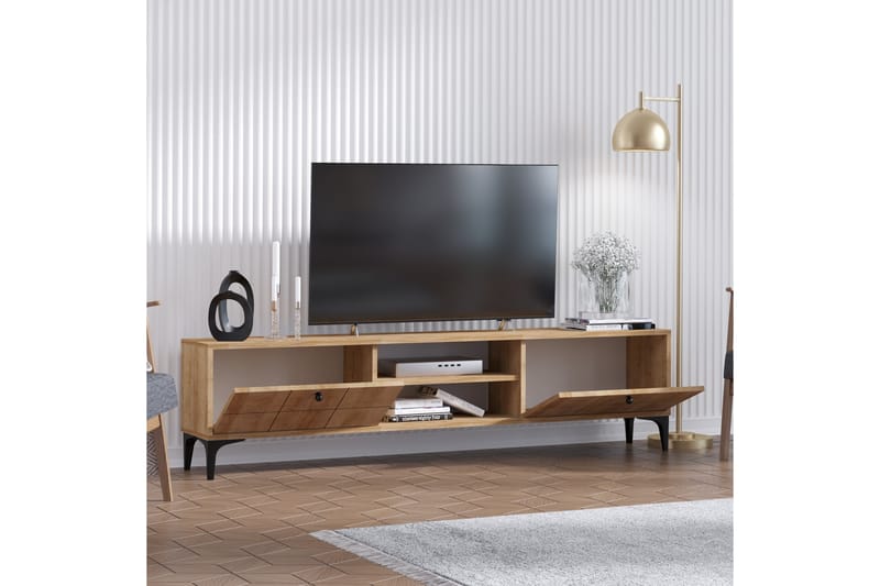 Tv-bänk 30x180 cm - Natur/Svart - TV bänk & mediabänk