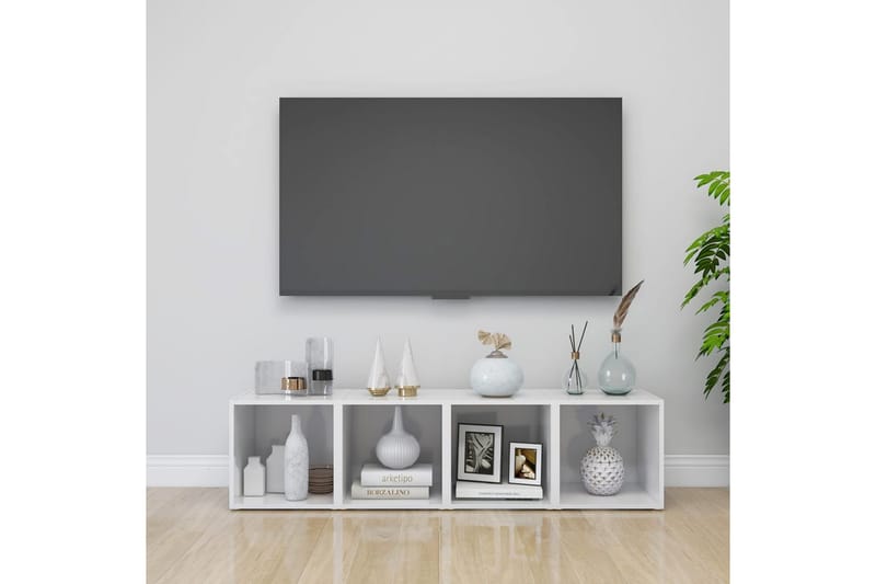 TV-bänk 4 st vit högglans 37x35x37 cm spånskiva - Vit - TV bänk & mediabänk