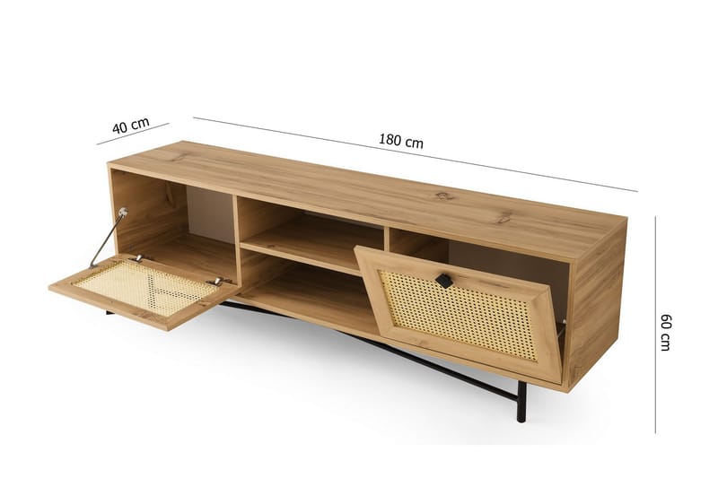 Tv-bänk 40x180 cm - Natur/Svart - Möbler - TV- & Mediamöbler - TV bänk & mediabänk