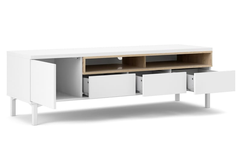 TV-bänk Abner 155,7 cm - Vit|Ek - Möbler - TV- & Mediamöbler - TV bänk & mediabänk