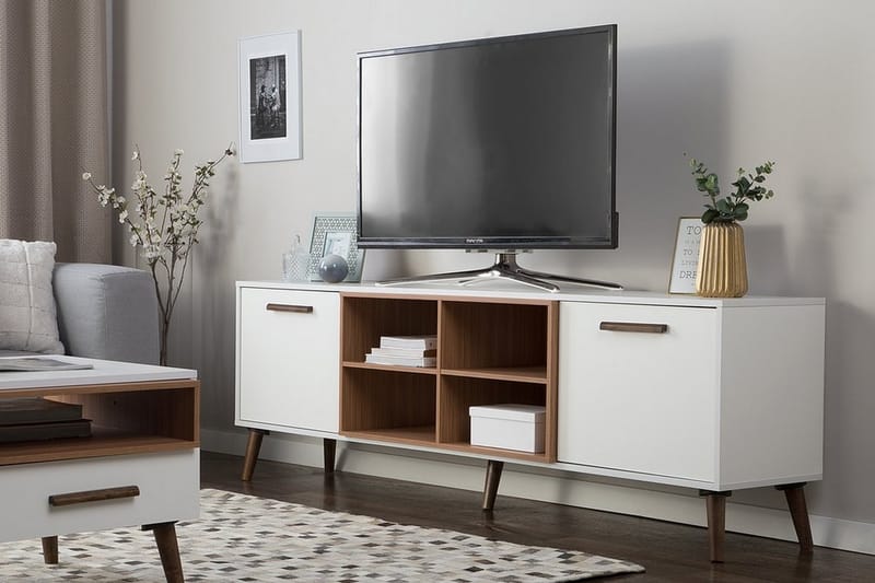 Tv-Bänk Alloa 40x180 cm - Vit - Möbler - TV- & Mediamöbler - TV bänk & mediabänk