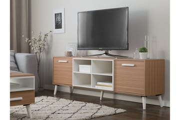 Tv-Bänk Alloa 40x180 cm - Vit/Brun - Möbler - TV- & Mediamöbler - TV bänk & mediabänk