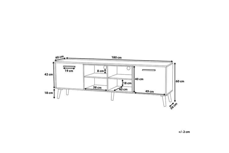 Tv-Bänk Alloa 40x180 cm - Vit/Brun - TV bänk & mediabänk