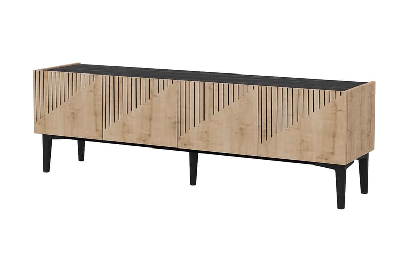 Tv-bänk Amdel 154 cm - Ljus Natur/Svart - Möbler - TV- & Mediamöbler - TV bänk & mediabänk