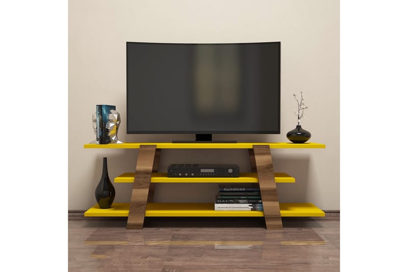 TV-Bänk Amtorp 120 cm - Brun|Gul - Möbler - TV- & Mediamöbler - TV bänk & mediabänk