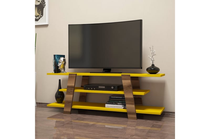 TV-Bänk Amtorp 120 cm - Brun|Gul - Möbler - TV- & Mediamöbler - TV bänk & mediabänk