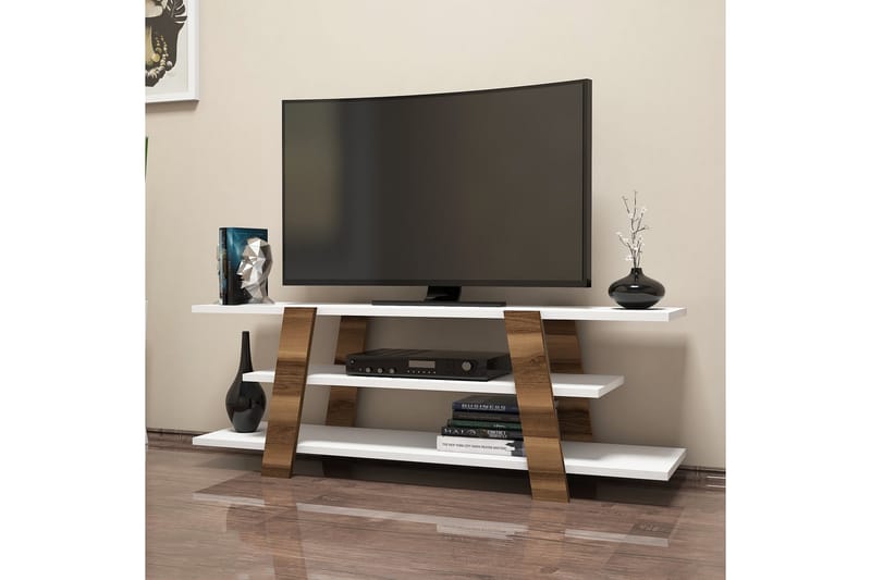 TV-Bänk Amtorp 120 cm - Brun|Vit - Möbler - TV- & Mediamöbler - TV bänk & mediabänk