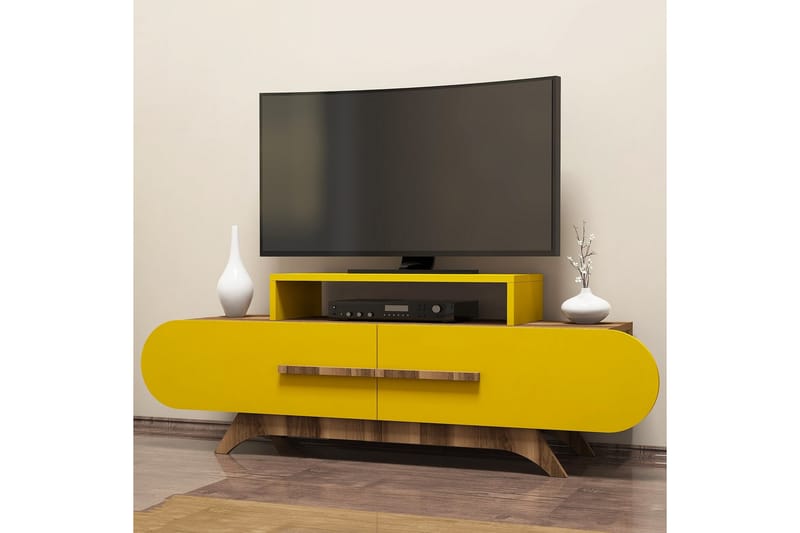 TV-Bänk Amtorp 145 cm - Brun|Gul - Möbler - TV- & Mediamöbler - TV bänk & mediabänk