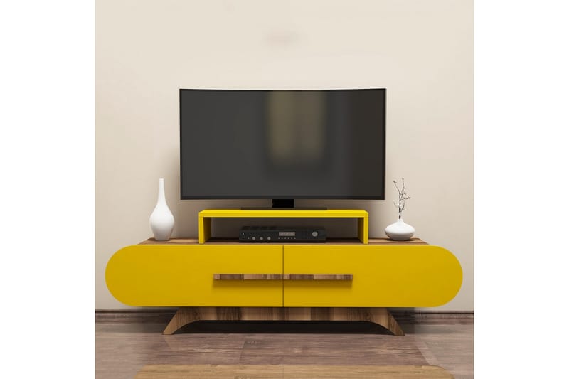 TV-Bänk Amtorp 145 cm - Brun|Gul - Möbler - TV- & Mediamöbler - TV bänk & mediabänk