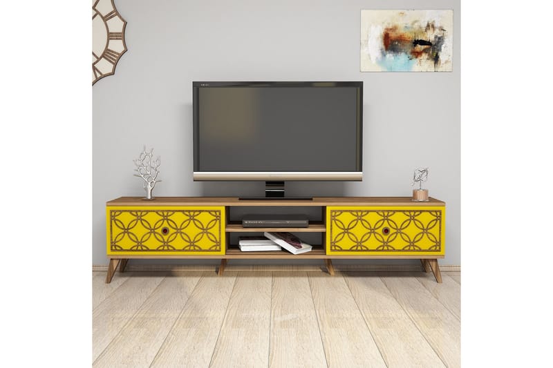 TV-Bänk Amtorp 180 cm - Brun|Gul - Möbler - TV- & Mediamöbler - TV bänk & mediabänk