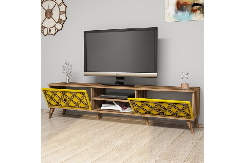 TV-Bänk Amtorp 180 cm - Brun|Gul - Möbler - TV- & Mediamöbler - TV bänk & mediabänk