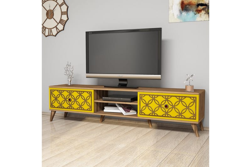TV-Bänk Amtorp 180 cm - Brun|Gul - Möbler - TV- & Mediamöbler - TV bänk & mediabänk