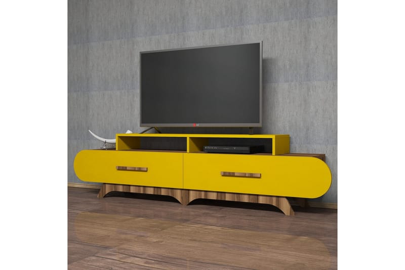 TV-Bänk Amtorp 205 cm - Brun|Gul - Möbler - TV- & Mediamöbler - TV bänk & mediabänk
