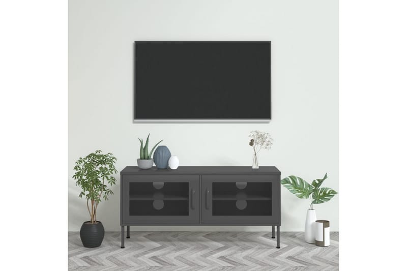 Tv-bänk antracit 105x35x50 cm stål - Grå - TV bänk & mediabänk