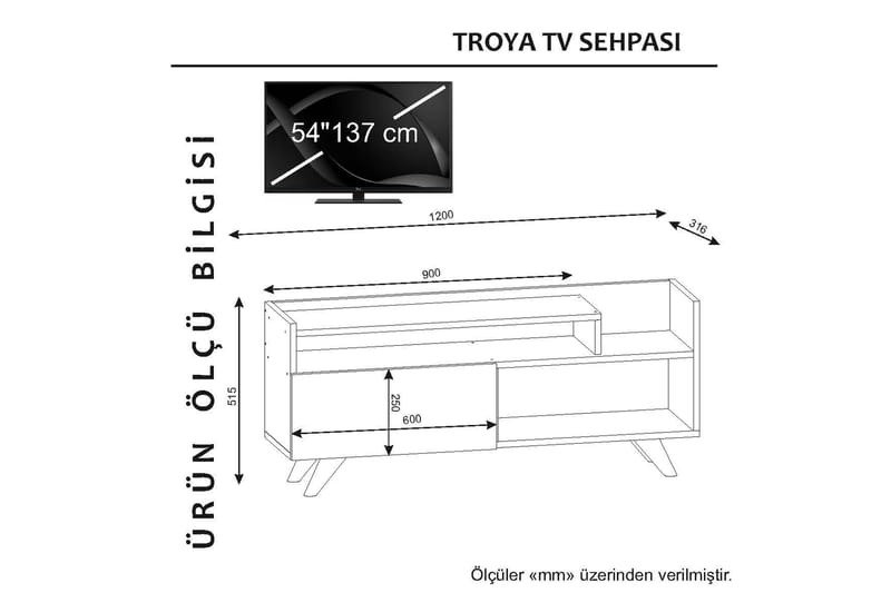 Tv-bänk Arcelie 120 cm - Vit - TV bänk & mediabänk