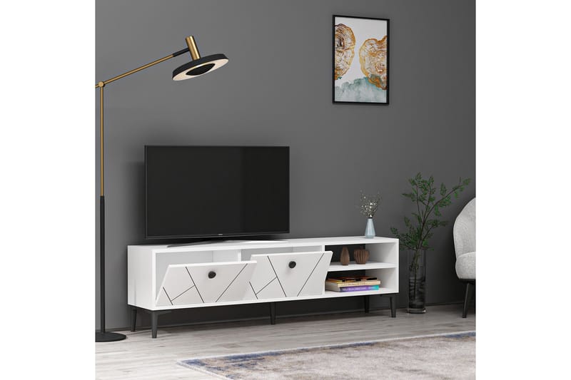 Tv-bänk Asshai 150 cm - Vit - Möbler - TV- & Mediamöbler - TV bänk & mediabänk