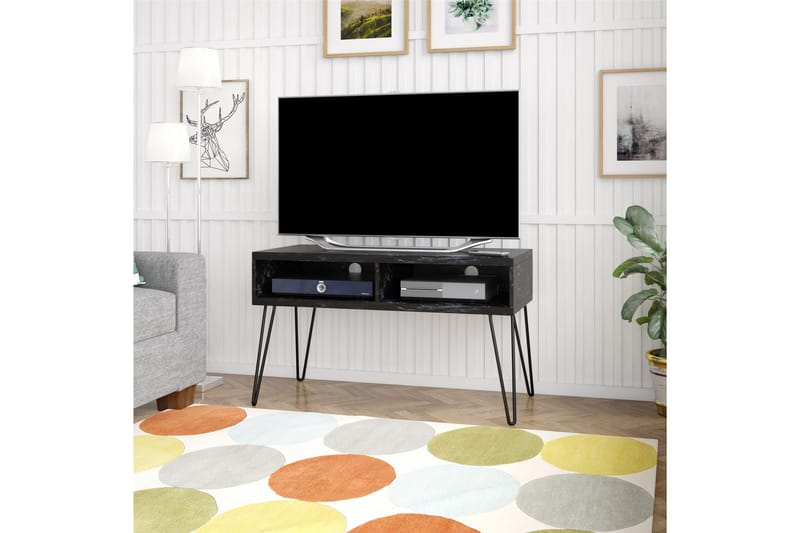 Tv-bänk Athena 107x50 cm Svart/Marmormönster - Novogratz - Möbler - TV- & Mediamöbler - TV bänk & mediabänk