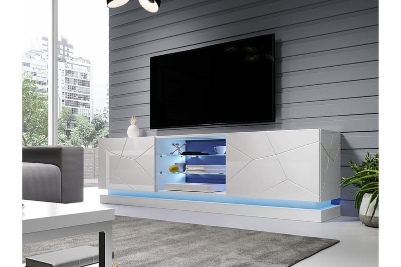 Tv-bänk Barjols 200 cm - Vit Högglans - Möbler - TV- & Mediamöbler - TV bänk & mediabänk