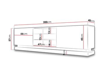 Tv-bänk Barjols 200 cm - Vit Högglans - Möbler - TV- & Mediamöbler - TV bänk & mediabänk