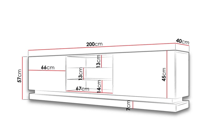 Tv-bänk Barjols 200 cm - Vit Högglans - Möbler - TV- & Mediamöbler - TV bänk & mediabänk