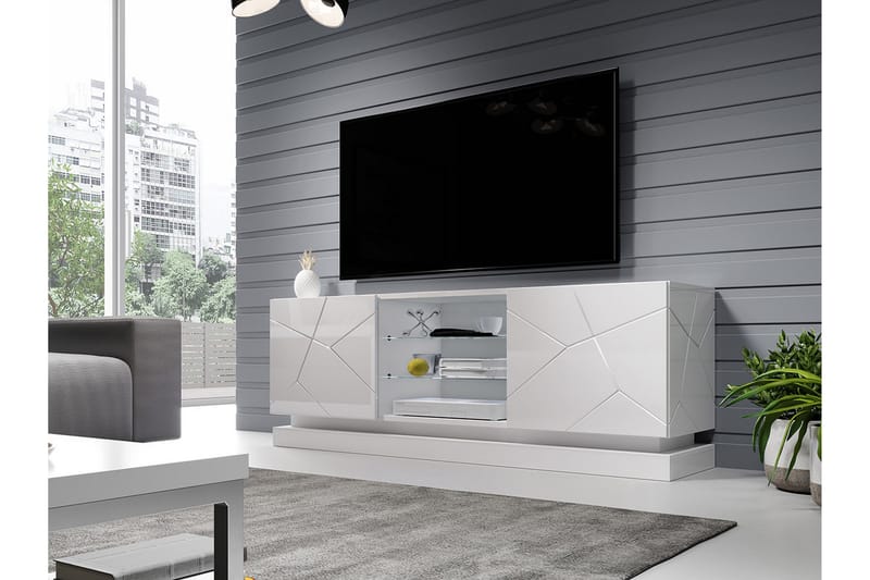 TV-bänk Barjols 40x160 cm - Vit/Högglans - Möbler - TV- & Mediamöbler - TV bänk & mediabänk