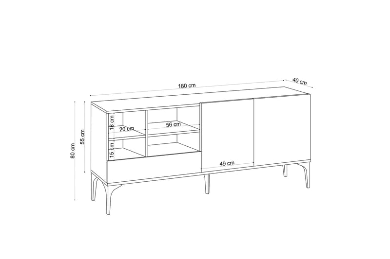 Tv-bänk Barranca 80 cm - Natur/Vit - TV bänk & mediabänk