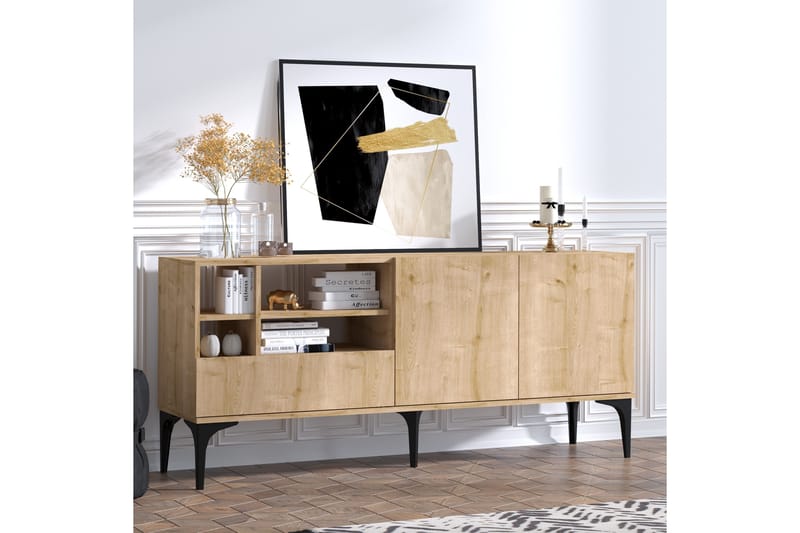 Tv-bänk Barranca 80 cm - Natur/Vit - Möbler - TV- & Mediamöbler - TV bänk & mediabänk
