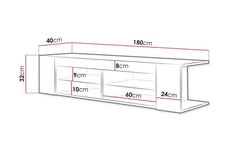 TV-bänk Barrueco 180 cm - Ek - TV bänk & mediabänk