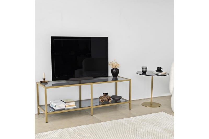 Tv-bänk Basico 130 cm - Guld - TV bänk & mediabänk