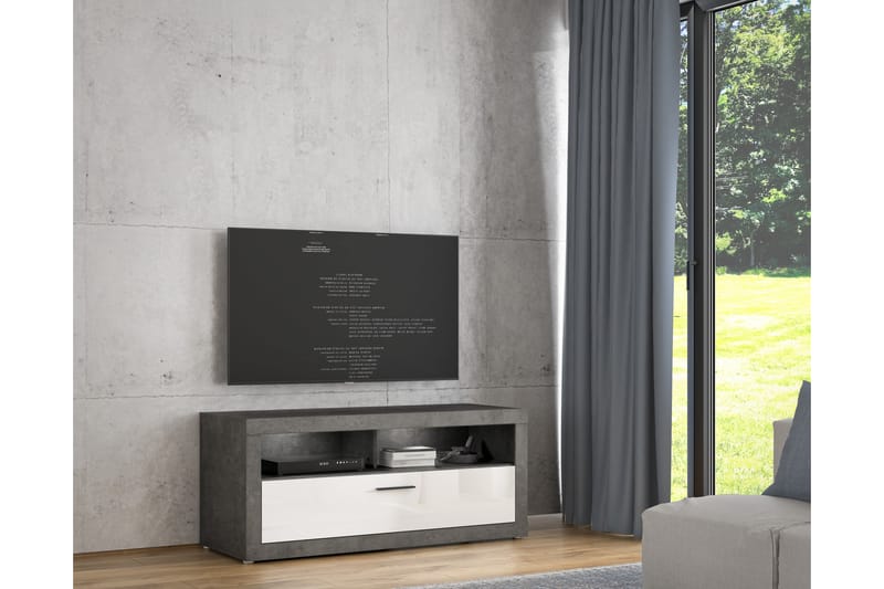 Tv-bänk Belchin 138 cm - Grå/Vit - Möbler - TV- & Mediamöbler - TV bänk & mediabänk