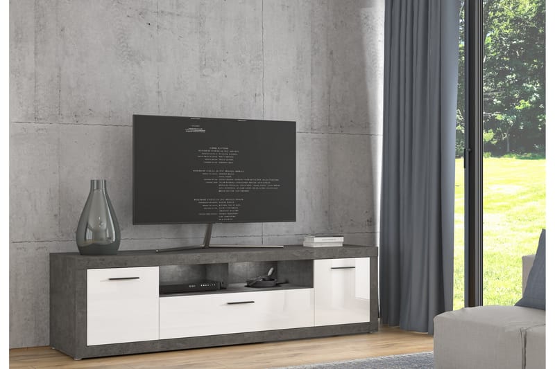 Tv-bänk Belchin 213 cm - Grå/Vit - Möbler - TV- & Mediamöbler - TV bänk & mediabänk