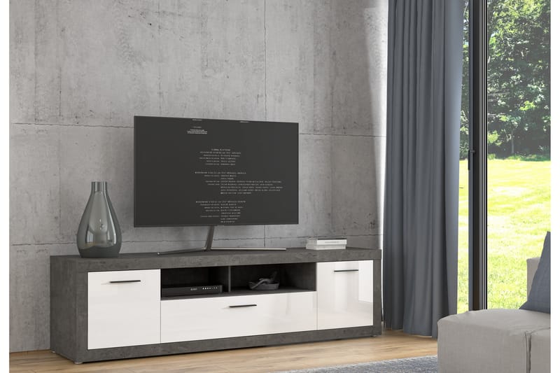 Tv-bänk Belchin 213 cm - Grå/Vit - TV bänk & mediabänk