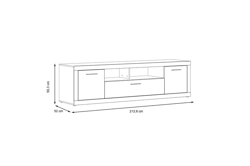 Tv-bänk Belchin 213 cm - Grå/Vit - Möbler - TV- & Mediamöbler - TV bänk & mediabänk