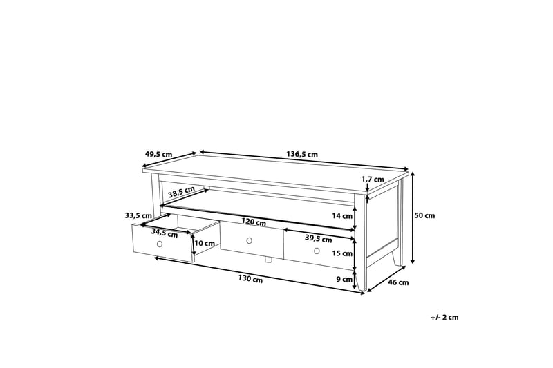 Tv-Bänk Berkeley 49,5x136,5 cm - Vit - TV bänk & mediabänk