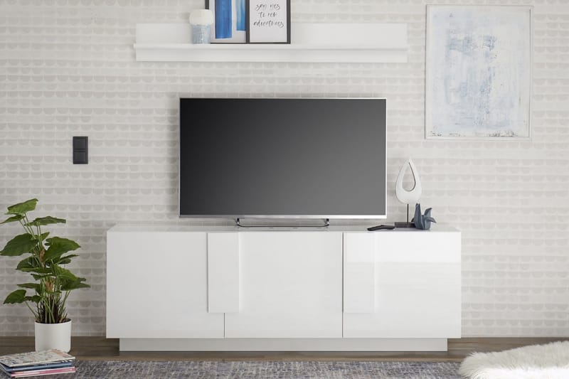 Tv-bänk Bertio 182 cm - Vit - TV bänk & mediabänk