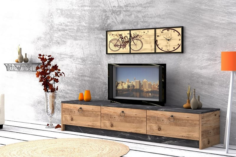 TV-Bänk Blazon 160 cm - Valnöt|Svart - Möbler - TV- & Mediamöbler - TV bänk & mediabänk