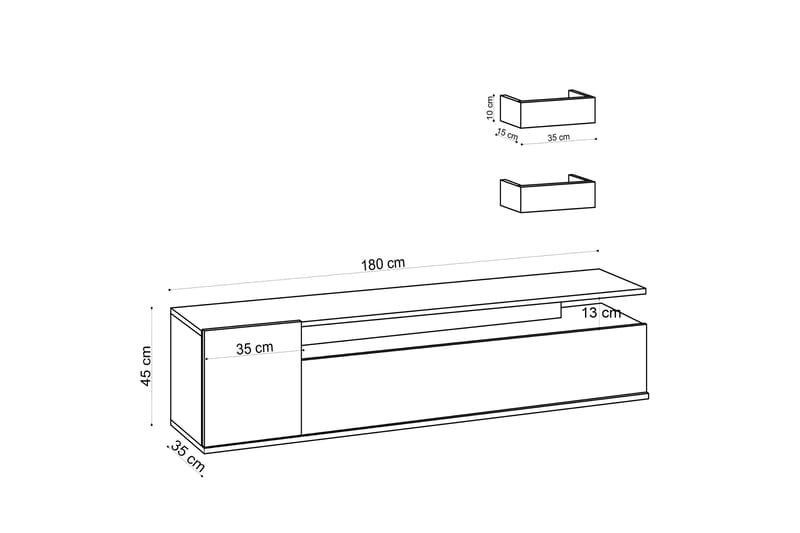 Tv-bänk Bodeiz 180 cm - Natur/Vit - Möbler - TV- & Mediamöbler - TV bänk & mediabänk