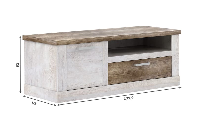 TV-Bänk Breage 140 cm - Brun|Vit - Möbler - TV- & Mediamöbler - TV bänk & mediabänk