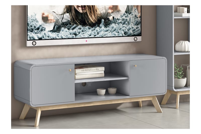 Tv-bänk Caitlyn 140 cm - Grå - Möbler - TV- & Mediamöbler - TV bänk & mediabänk