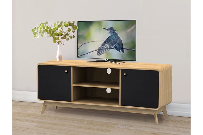 Tv-bänk Caitlyn 140 cm - Natur/Svart - TV bänk & mediabänk