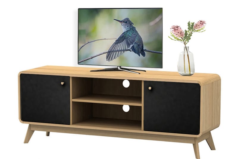 Tv-bänk Caitlyn 140 cm - Natur/Svart - TV bänk & mediabänk