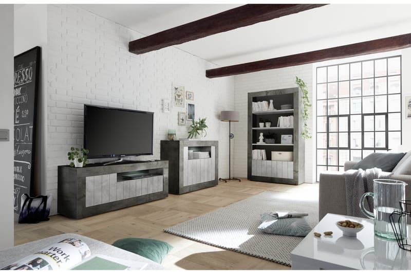 TV-bänk Calpino 138 cm - Grå - Möbler - TV- & Mediamöbler - TV bänk & mediabänk