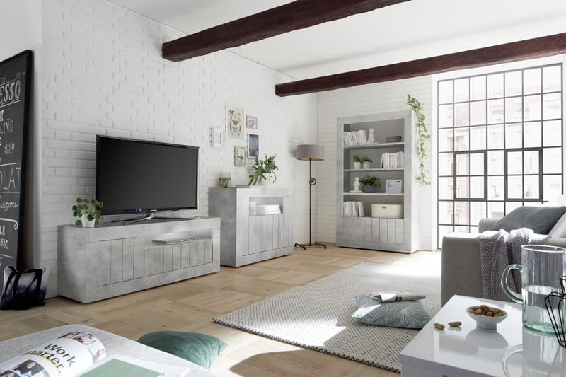 TV-bänk Calpino 138 cm - Gråmelerad - Möbler - TV- & Mediamöbler - TV bänk & mediabänk