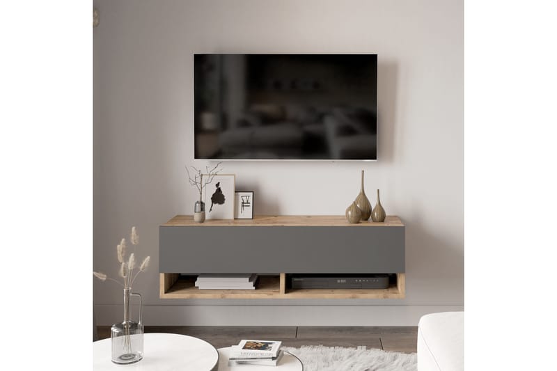 Tv-bänk Calrin 100 cm - Natur/Antracit - TV bänk & mediabänk