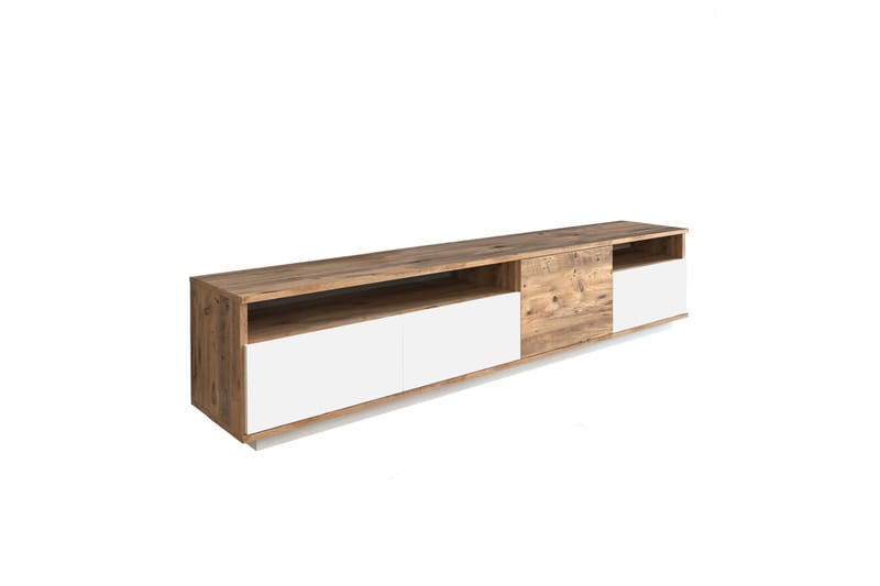 Tv-bänk Calrin 180 cm 2 Hyllor - Natur/Vit - Möbler - TV- & Mediamöbler - TV bänk & mediabänk