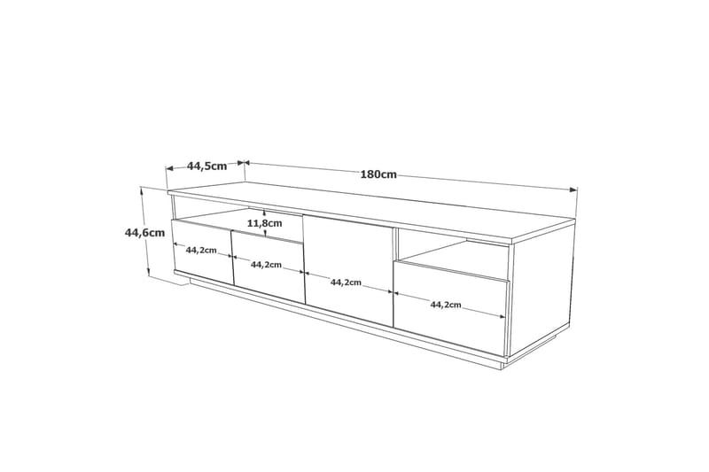 Tv-bänk Calrin 180 cm 2 Hyllor - Natur/Vit - Möbler - TV- & Mediamöbler - TV bänk & mediabänk