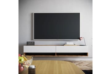 Tv-bänk Calrin 180 cm 2 Hyllor - Vit/Natur - Möbler - TV- & Mediamöbler - TV bänk & mediabänk